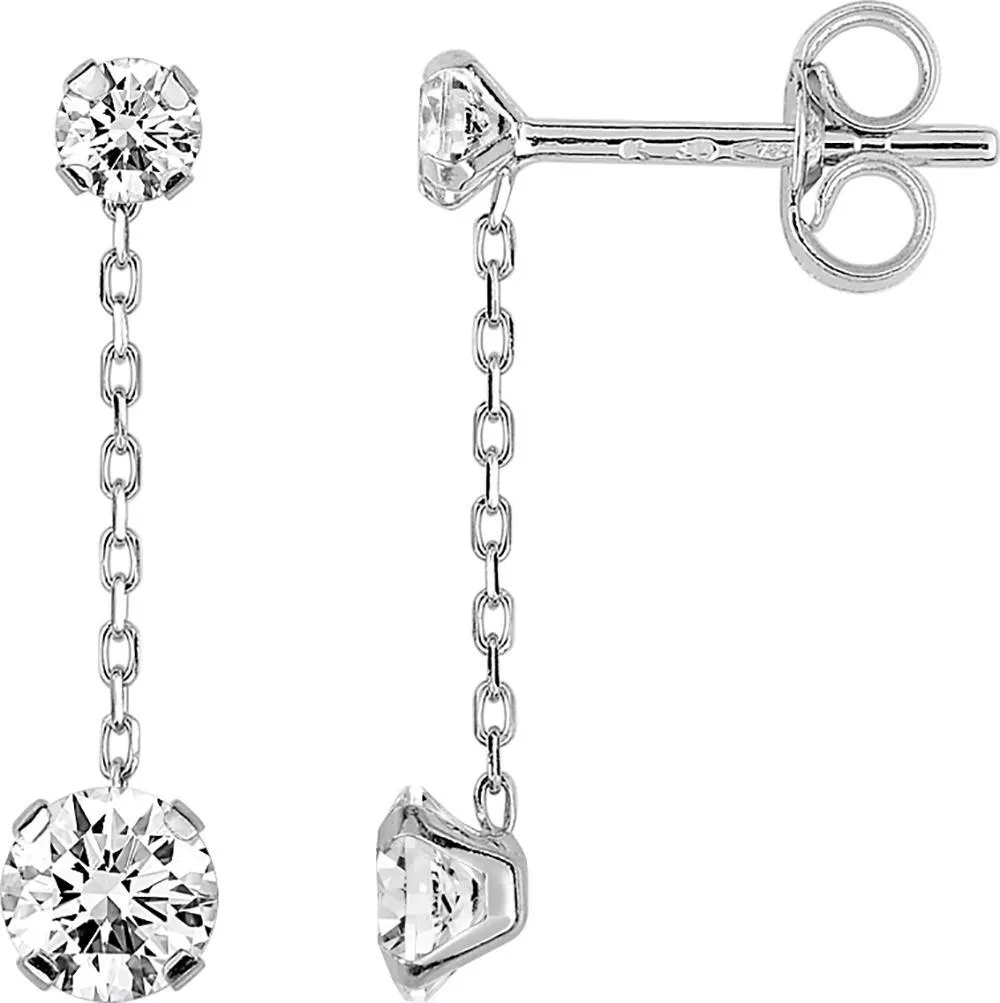 Boucles d'oreilles Pendantes Or Blanc Haliima Zirconium - Boucles d'oreilles en Or 375 9k