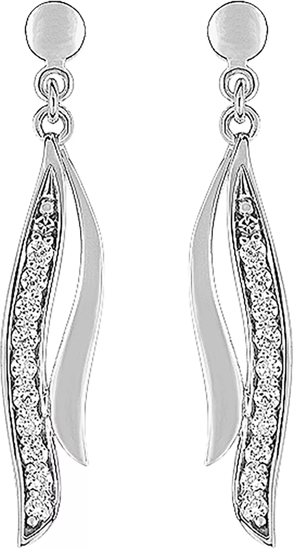 Boucles d'oreilles Pendantes Or Blanc Alvire Zirconium - Boucles d'oreilles en Or 375 9k - Bijoux en Vogue