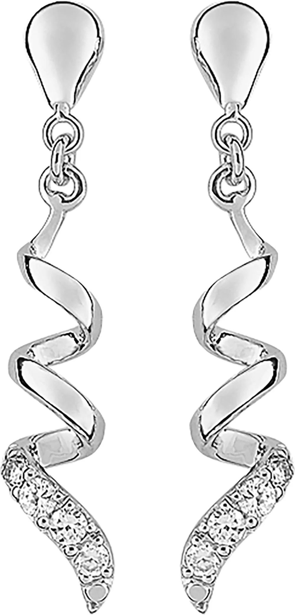 Boucles d'oreilles Pendantes Or Blanc Ouanda Zirconium - Boucles d'oreilles en Or 375 9k - Bijoux en Vogue