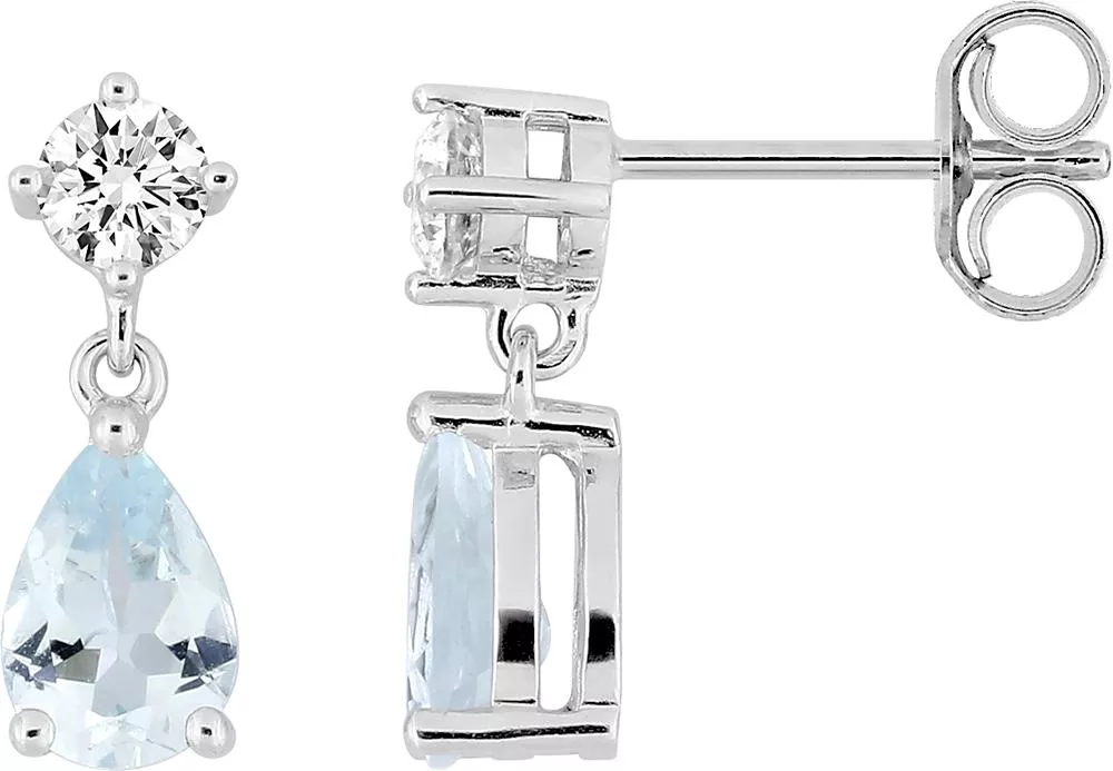 Boucles d'oreilles Pendantes Or Blanc Nourmaine Zirconium - Boucles d'oreilles en Or 375 9k - Bijoux en Vogue