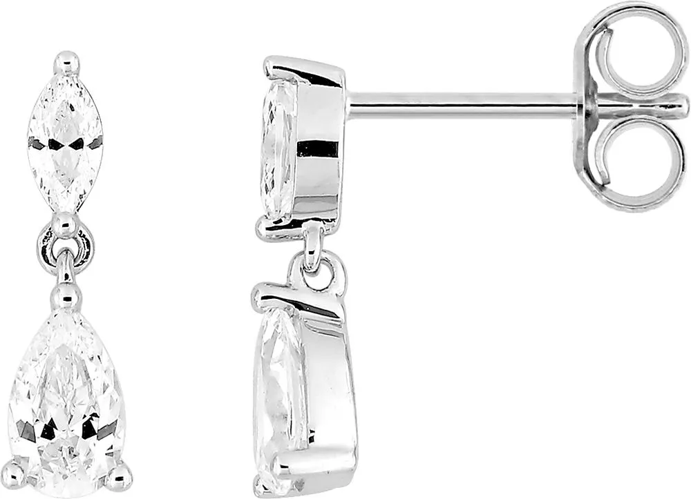 Boucles d'oreilles Pendantes Or Blanc Lambertine Zirconium - Boucles d'oreilles en Or 375 9k - Bijoux en Vogue