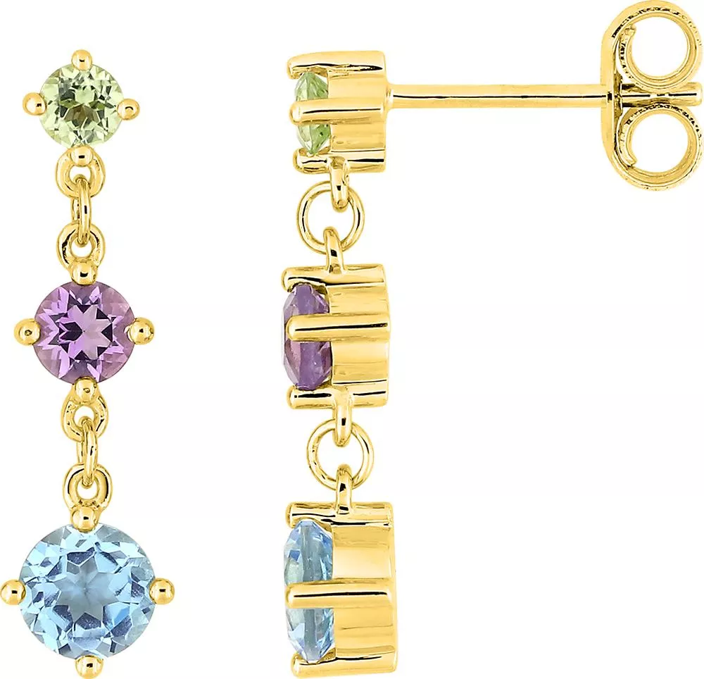 Boucles d'oreilles Pendantes Or Islamia bleu Améthyste - Boucles d'oreilles en Or 375 9k - Bijoux en Vogue