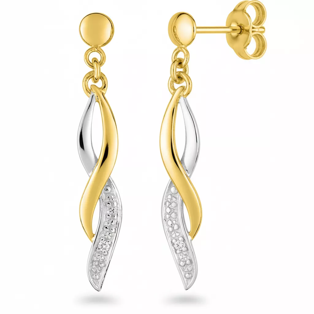 Boucles d'oreilles Pendantes Or Diamant - Boucles d'oreilles en Or 375 9k