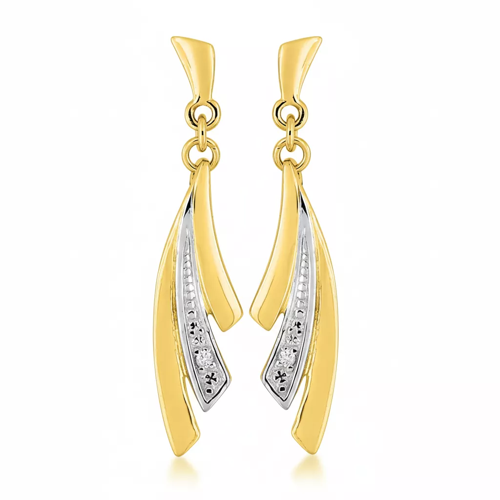 Boucles d'oreilles Pendantes Or Diamant - Boucles d'oreilles en Or 375 9k - Bijoux en Vogue