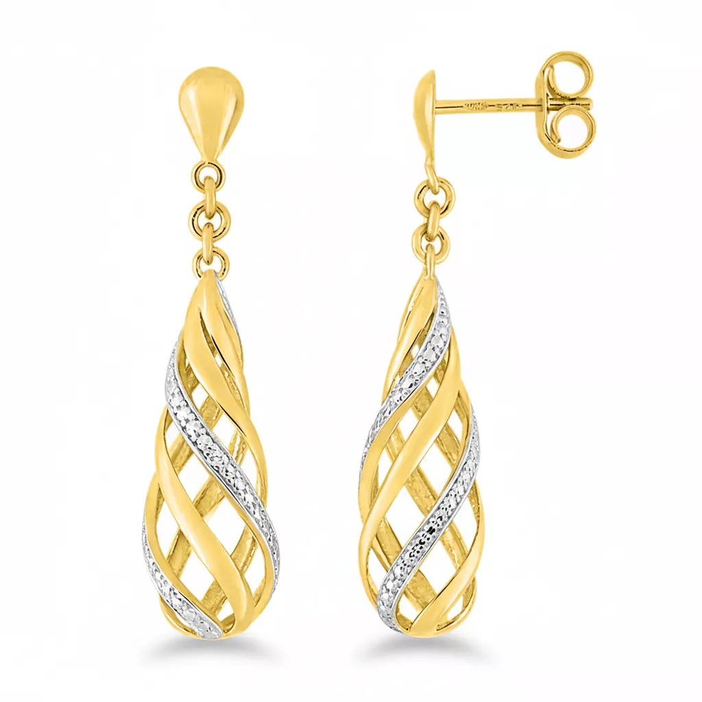 Boucles d'oreilles Pendantes Or Diamant - Boucles d'oreilles en Or 375 9k - Bijoux en Vogue