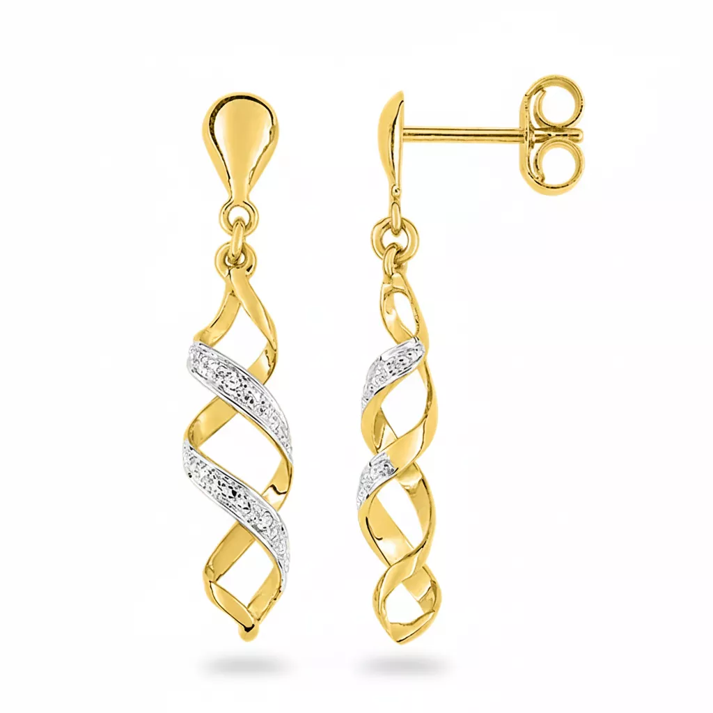 Boucles d'oreilles Pendantes Or Diamant - Boucles d'oreilles en Or 375 9k - Bijoux en Vogue