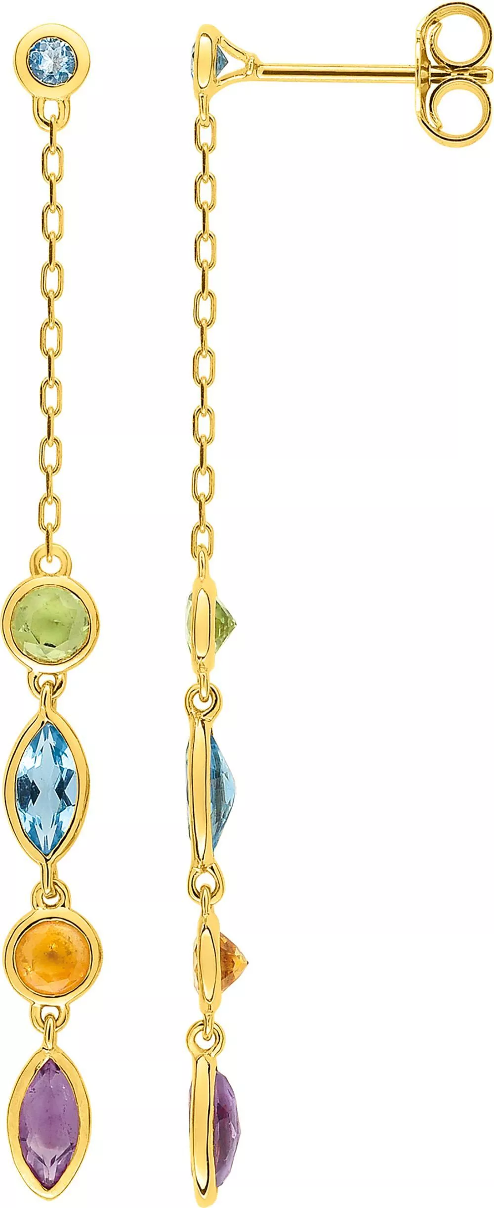 Boucles d'oreilles Pendantes Or Aileen bleu Péridot - Boucles d'oreilles en Or 375 9k