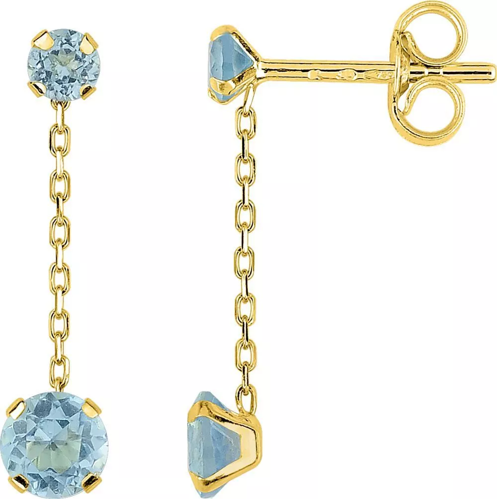 Boucles d'oreilles Pendantes Or Victoriane bleu Topaze - Boucles d'oreilles en Or 375 9k - Bijoux en Vogue