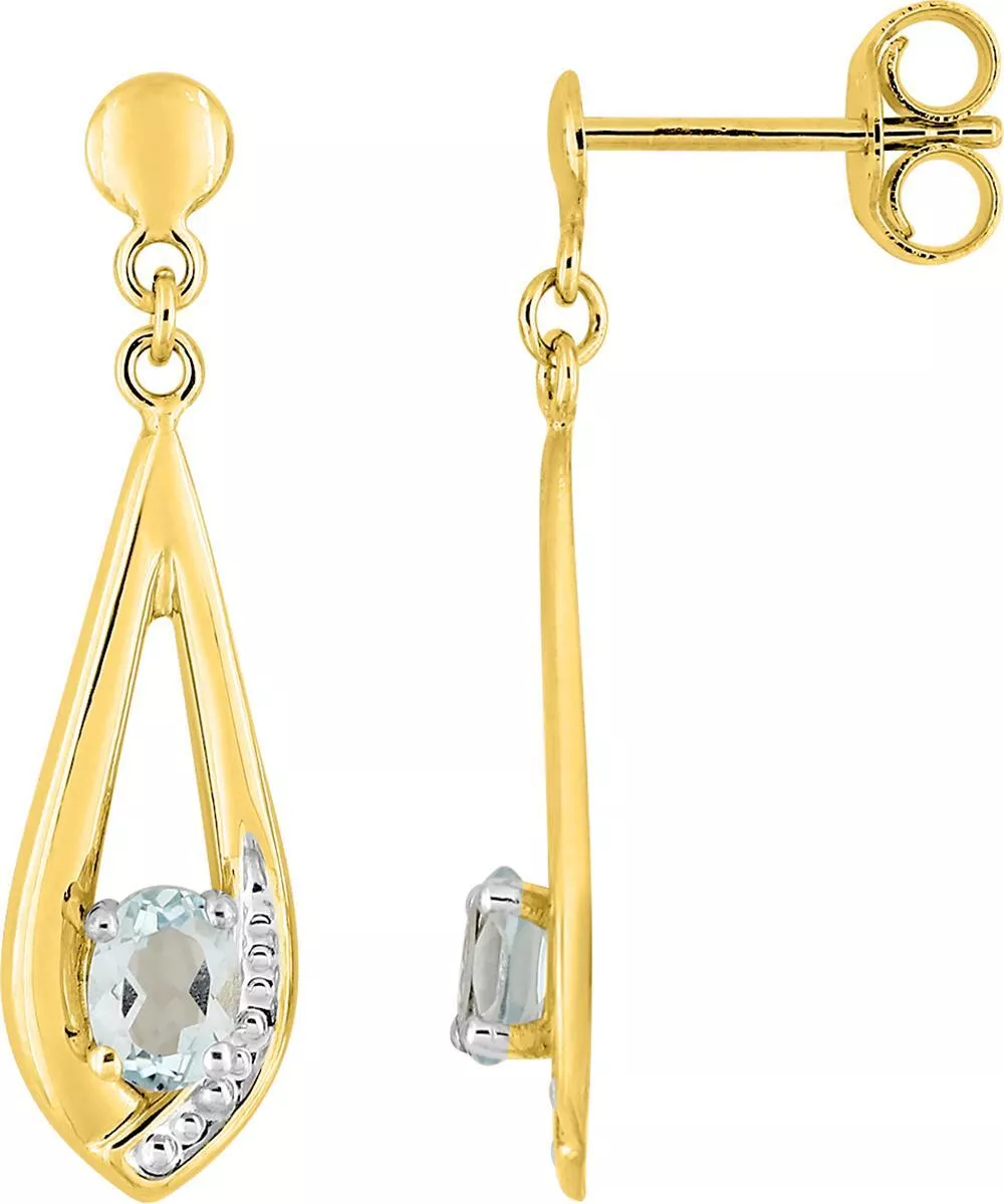 Boucles d'oreilles Pendantes Or Tanydarla bleu Topaze - Boucles d'oreilles en Or 375 9k - Bijoux en Vogue