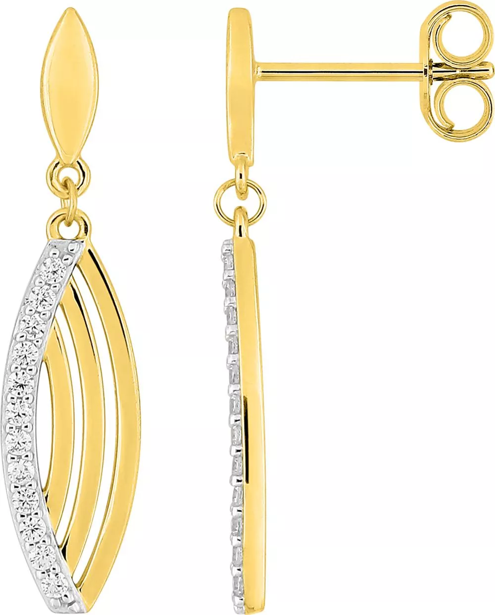 Boucles d'oreilles Pendantes Or Zirconium - Boucles d'oreilles en Or 375 9k - Bijoux en Vogue