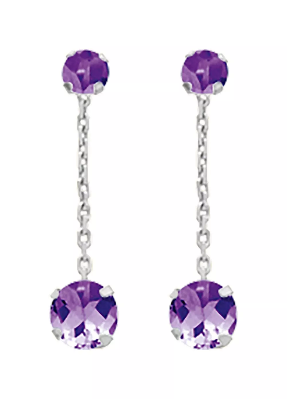 Boucles d'oreilles Pendantes Or Blanc Edvie Améthyste - Boucles d'oreilles en Or 750 18k - Bijoux en Vogue