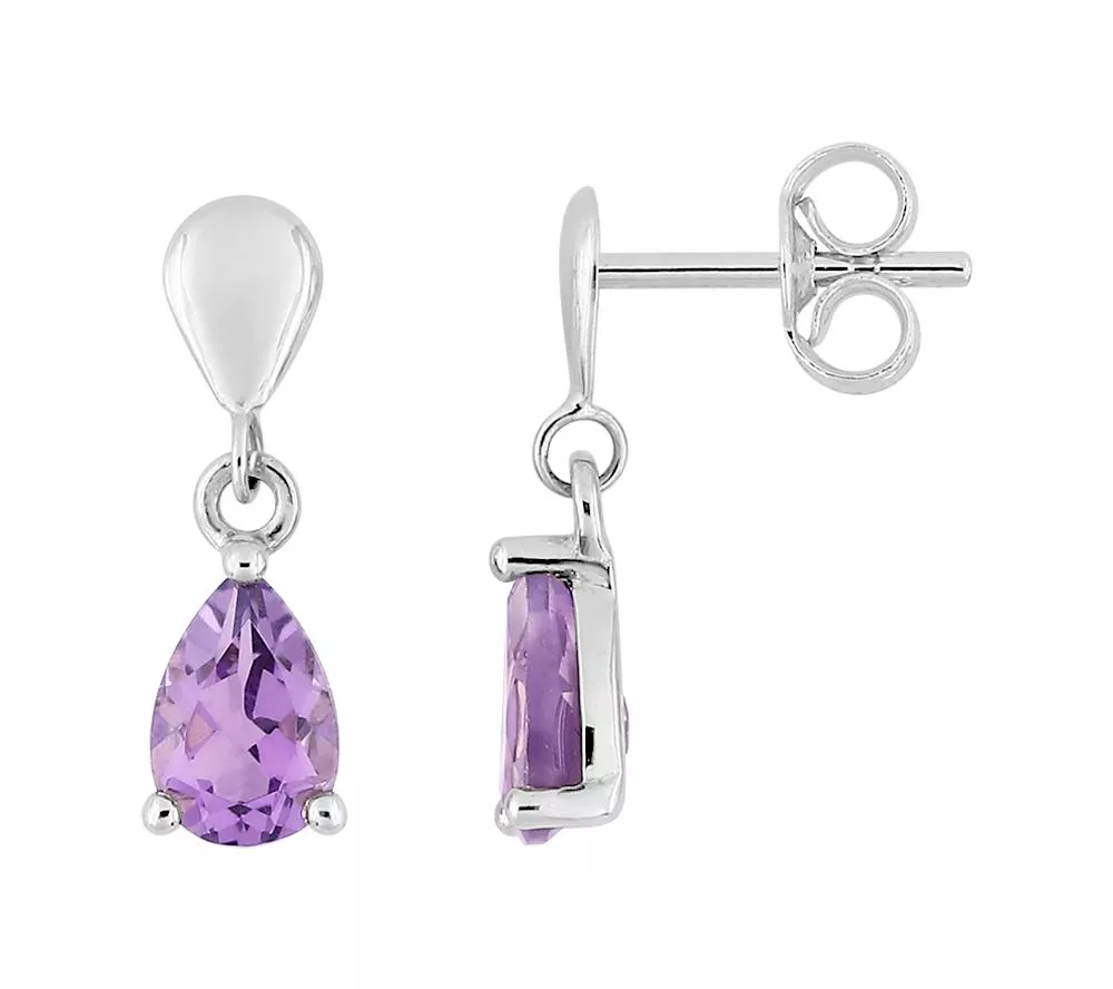 Boucles d'oreilles Pendantes Or Blanc Pesa Améthyste - Boucles d'oreilles en Or 750 18k - Bijoux en Vogue