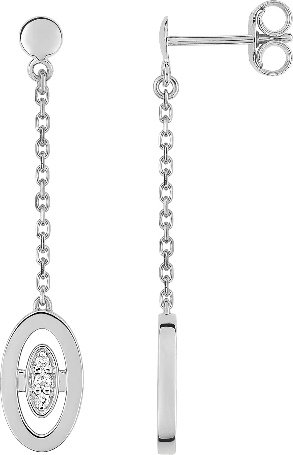 Boucles d'oreilles Pendantes Or Blanc Anika Diamant - Boucles d'oreilles en Or 750 18k