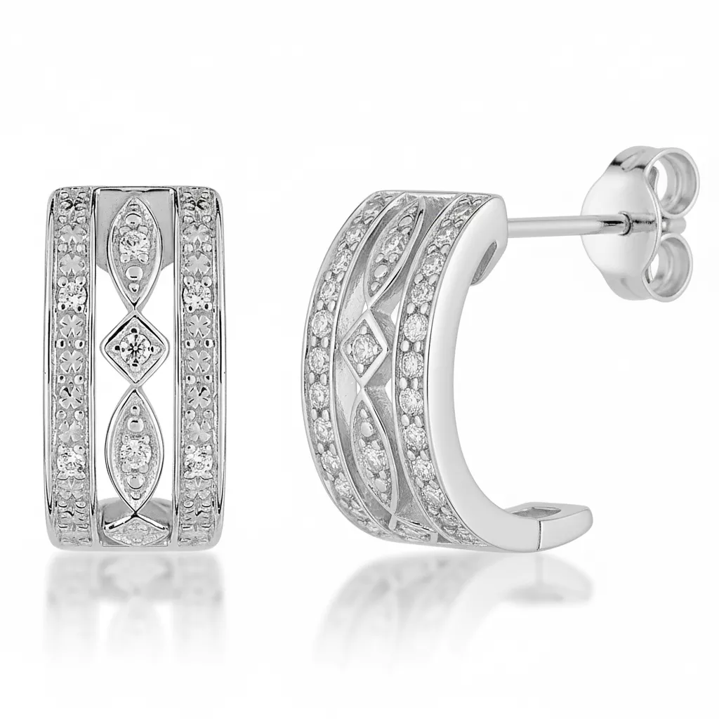 Boucles d'oreilles Pendantes Or Blanc Diamant - Boucles d'oreilles en Or 750 18k - Bijoux en Vogue