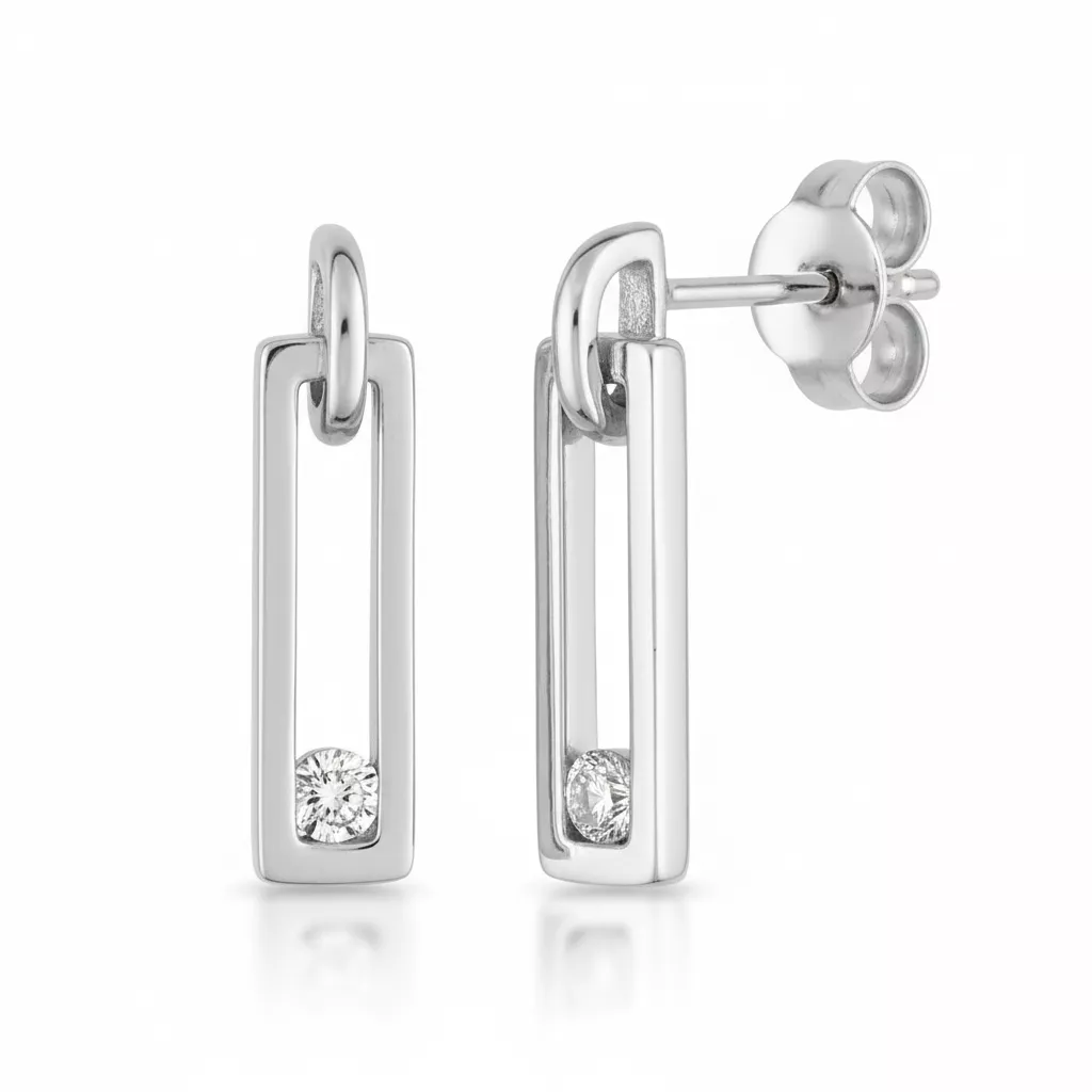 Boucles d'oreilles Pendantes Or Blanc Ghazwa Diamant - Boucles d'oreilles en Or 750 18k