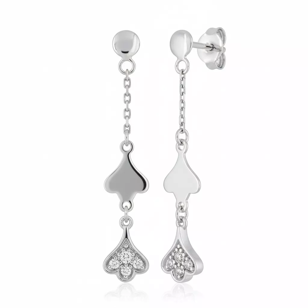 Boucles d'oreilles Pendantes Or Blanc Salimata Diamant - Boucles d'oreilles en Or 750 18k