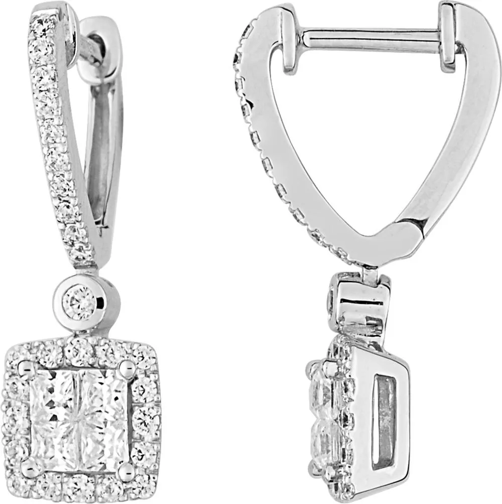 Boucles d'oreilles Pendantes Or Blanc Armonie Diamant - Boucles d'oreilles en Or 750 18k