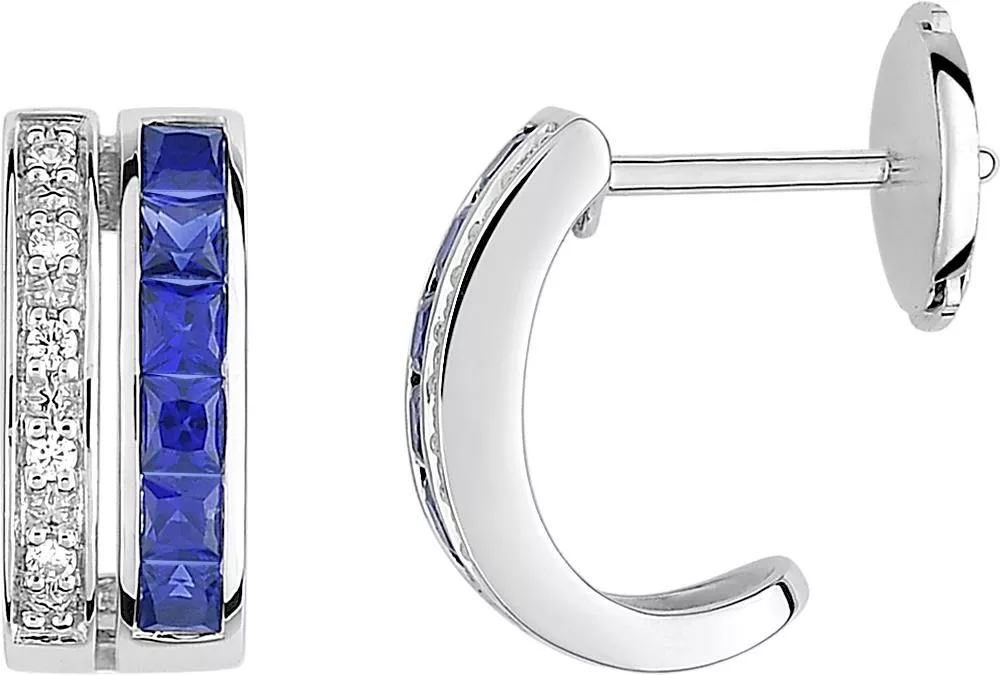 Boucles d'oreilles Pendantes Or Blanc Melynia Diamant Saphir - Boucles d'oreilles en Or 750 18k