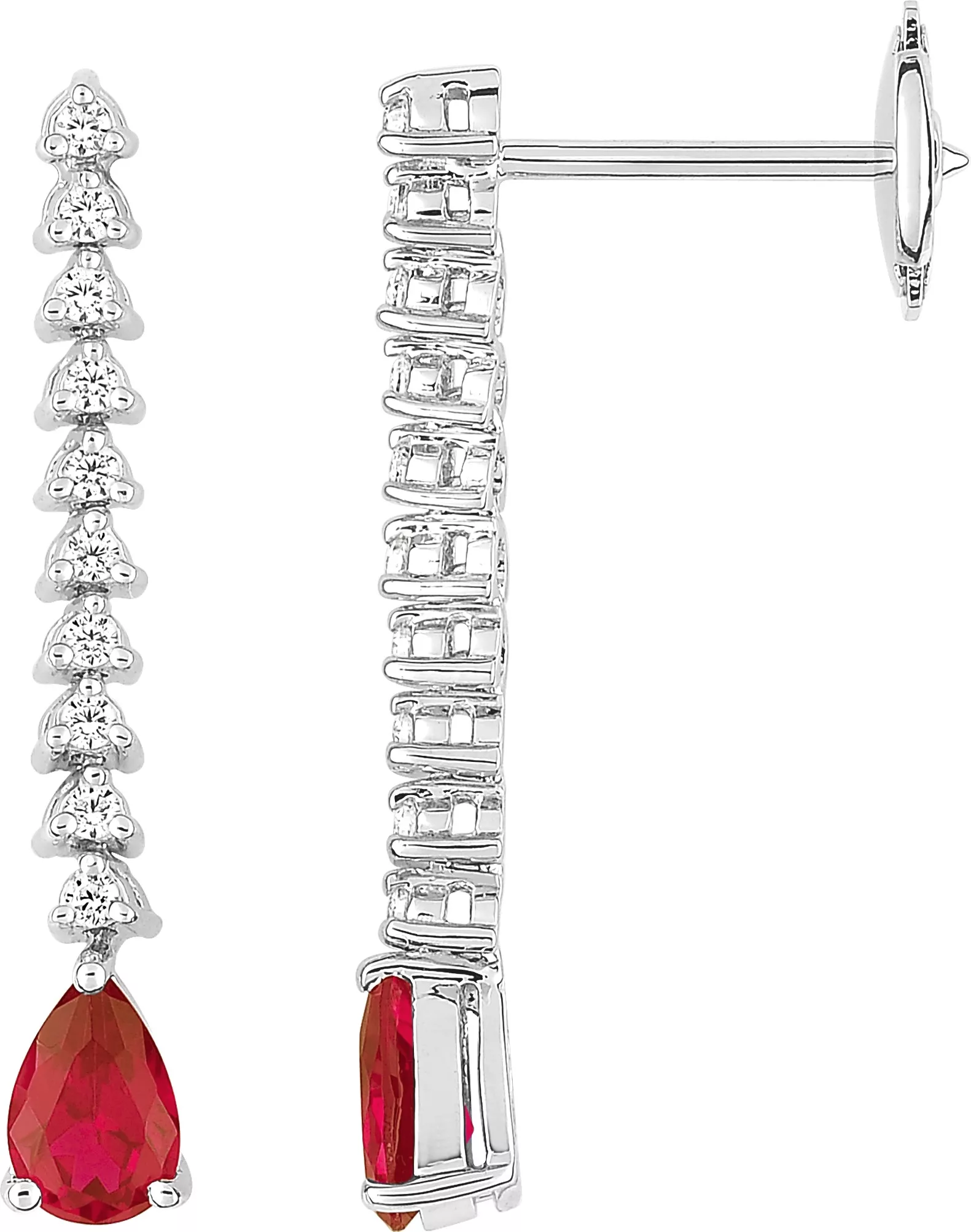 Boucles d'oreilles Pendantes Or Blanc Oivana Diamant Rubis - Boucles d'oreilles en Or 750 18k - Bijoux en Vogue