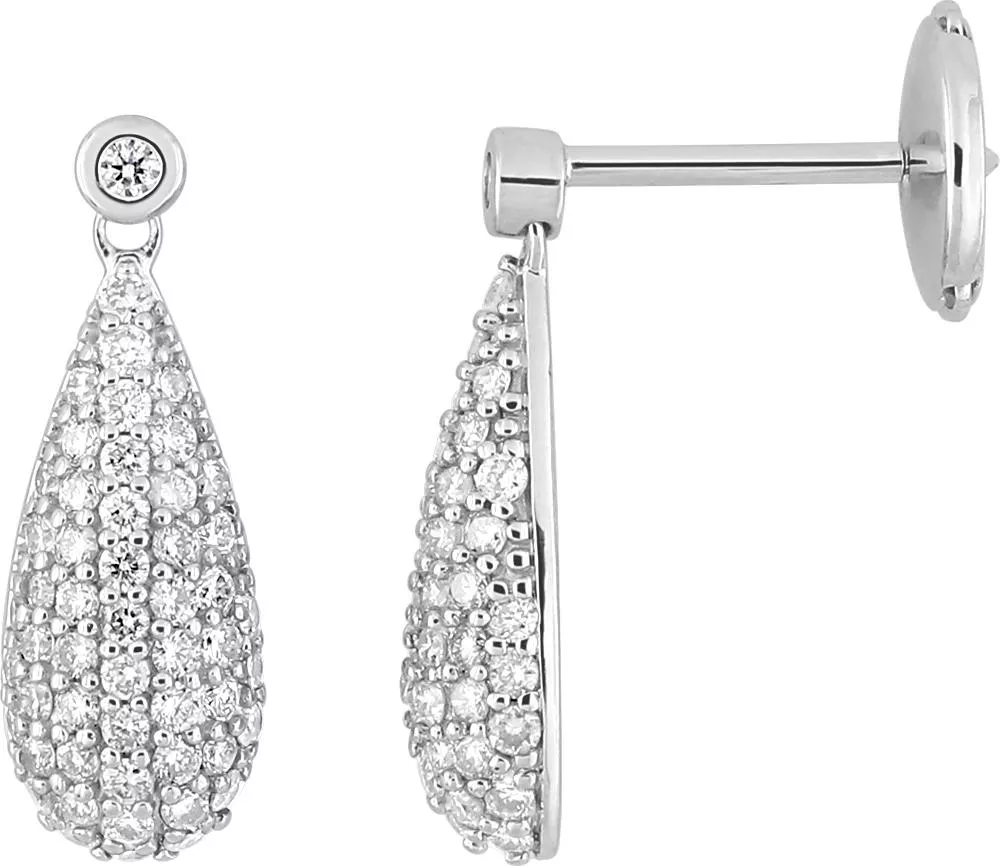 Boucles d'oreilles Pendantes Or Blanc Adelheide Diamant - Boucles d'oreilles en Or 750 18k