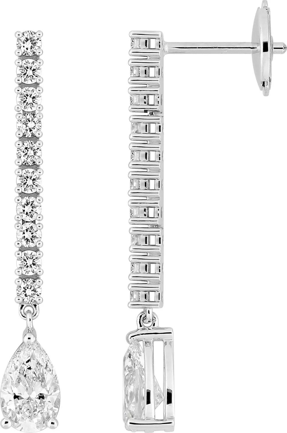 Boucles d'oreilles Pendantes Or Blanc Ardoisiere Diamant - Boucles d'oreilles en Or 750 18k