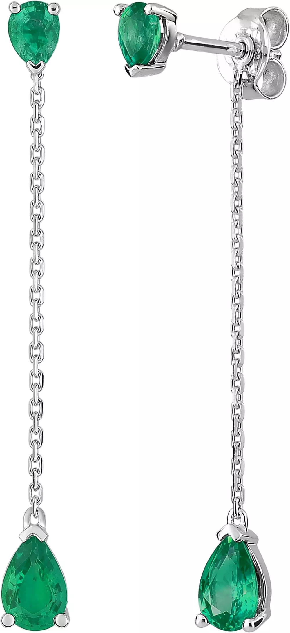 Boucles d'oreilles Pendantes Or Blanc Somalia Emeraude - Boucles d'oreilles en Or 750 18k - Bijoux en Vogue