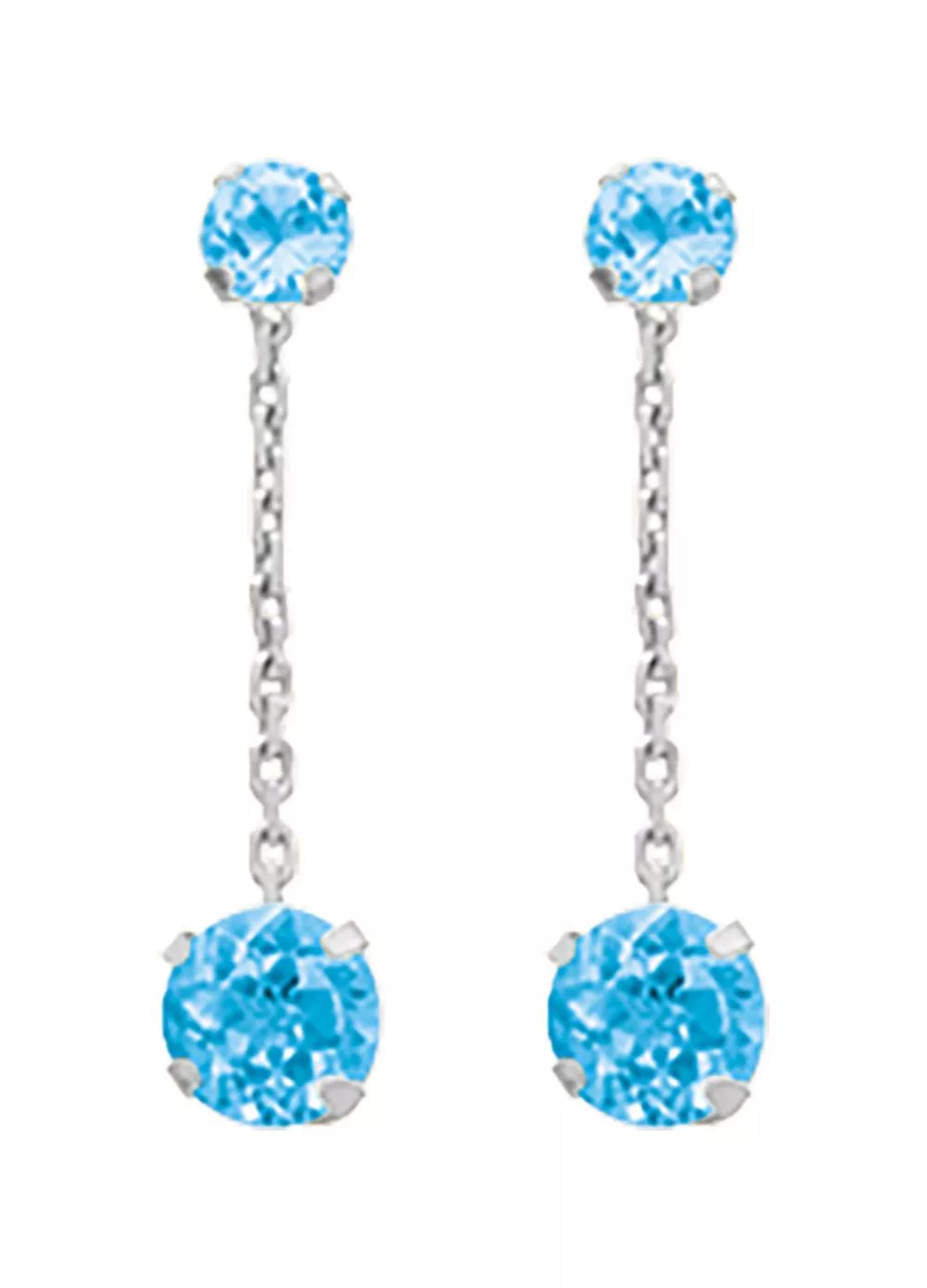 Boucles d'oreilles Pendantes Or Blanc Eniola bleu Topaze - Boucles d'oreilles en Or 750 18k - Bijoux en Vogue