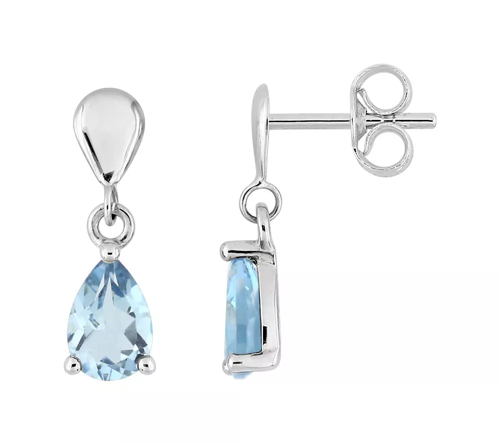 Boucles d'oreilles Pendantes Or Blanc Fattaneh bleu Topaze - Boucles d'oreilles en Or 750 18k - Bijoux en Vogue