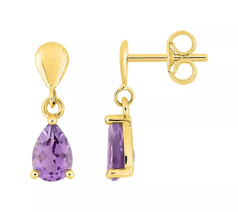Boucles d'oreilles Pendantes Or Elvi Améthyste - Boucles d'oreilles en Or 750 18k - Bijoux en Vogue