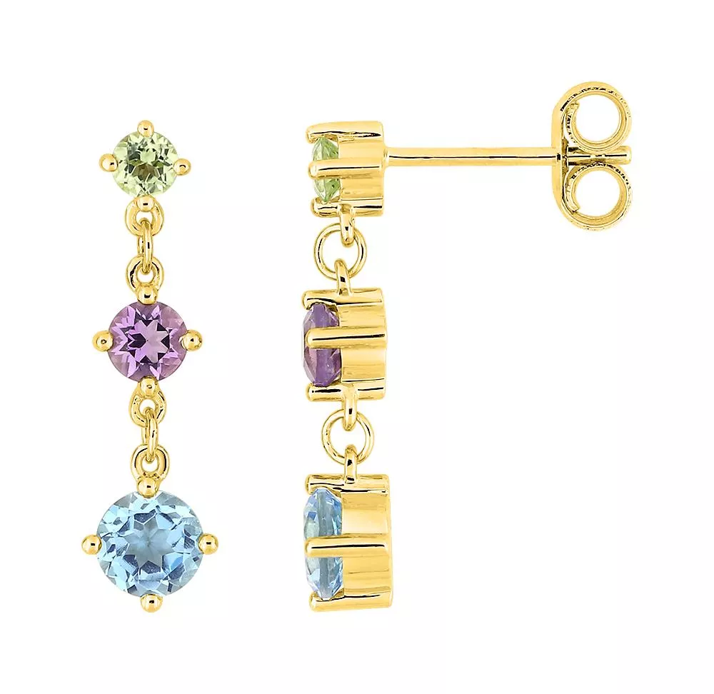 Boucles d'oreilles Pendantes Or Virendra bleu Améthyste - Boucles d'oreilles en Or 750 18k - Bijoux en Vogue