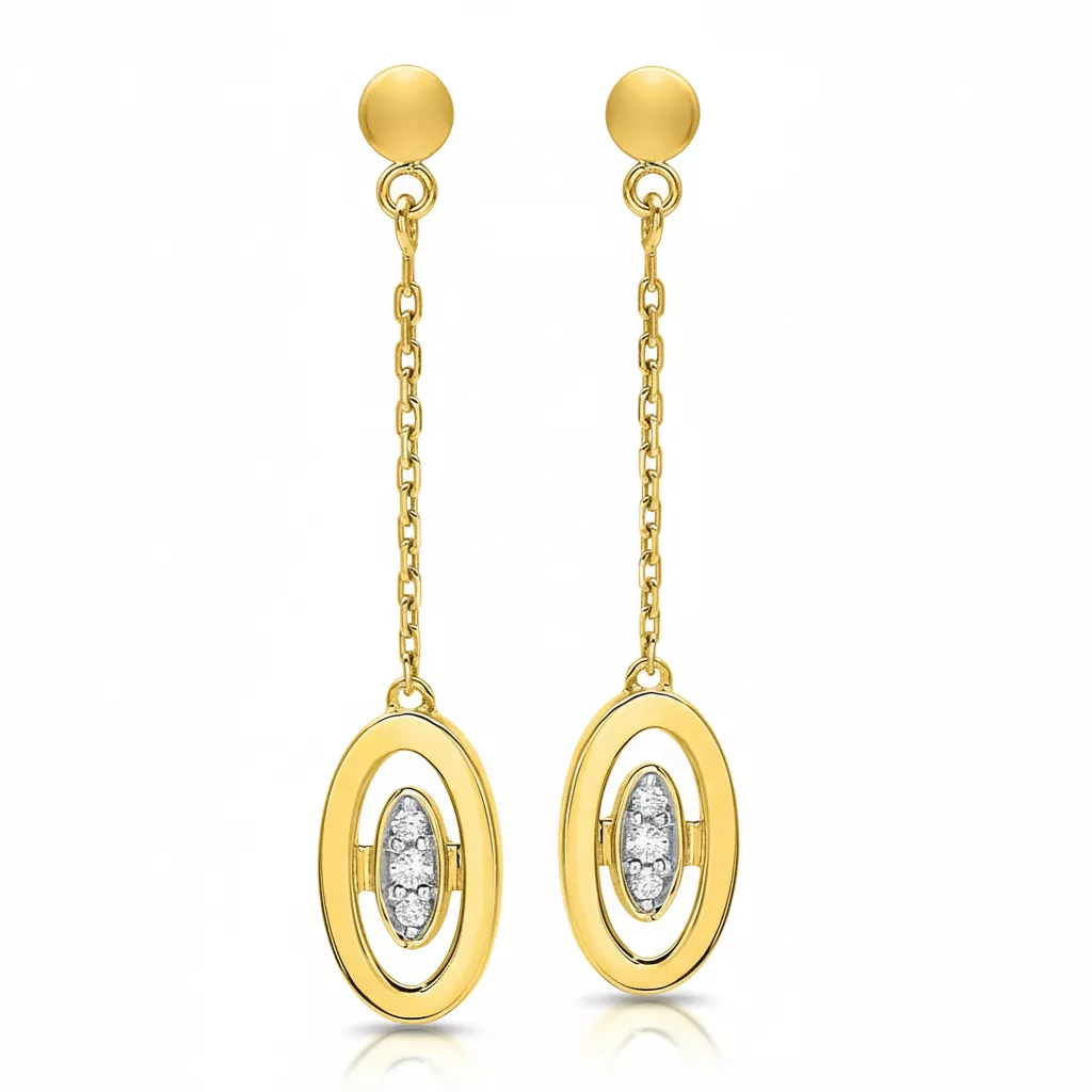 Boucles d'oreilles Pendantes Or Diamant - Boucles d'oreilles en Or 750 18k - Bijoux en Vogue