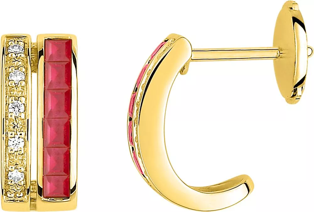 Boucles d'oreilles Pendantes Or Mobette Diamant Rubis - Boucles d'oreilles en Or 750 18k - Bijoux en Vogue