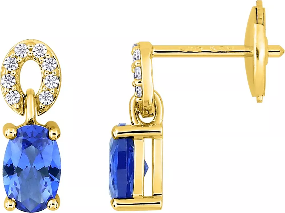 Boucles d'oreilles Pendantes Or Diamant Chrisitiane Saphir de Ceylan - Boucles d'oreilles en Or 750 18k - Bijoux en Vogue
