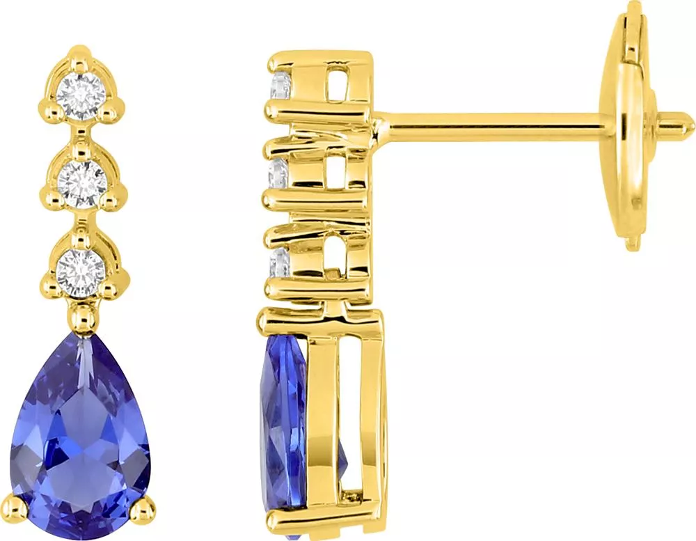 Boucles d'oreilles Pendantes Or Diamant Marcellina Saphir - Boucles d'oreilles en Or 750 18k - Bijoux en Vogue