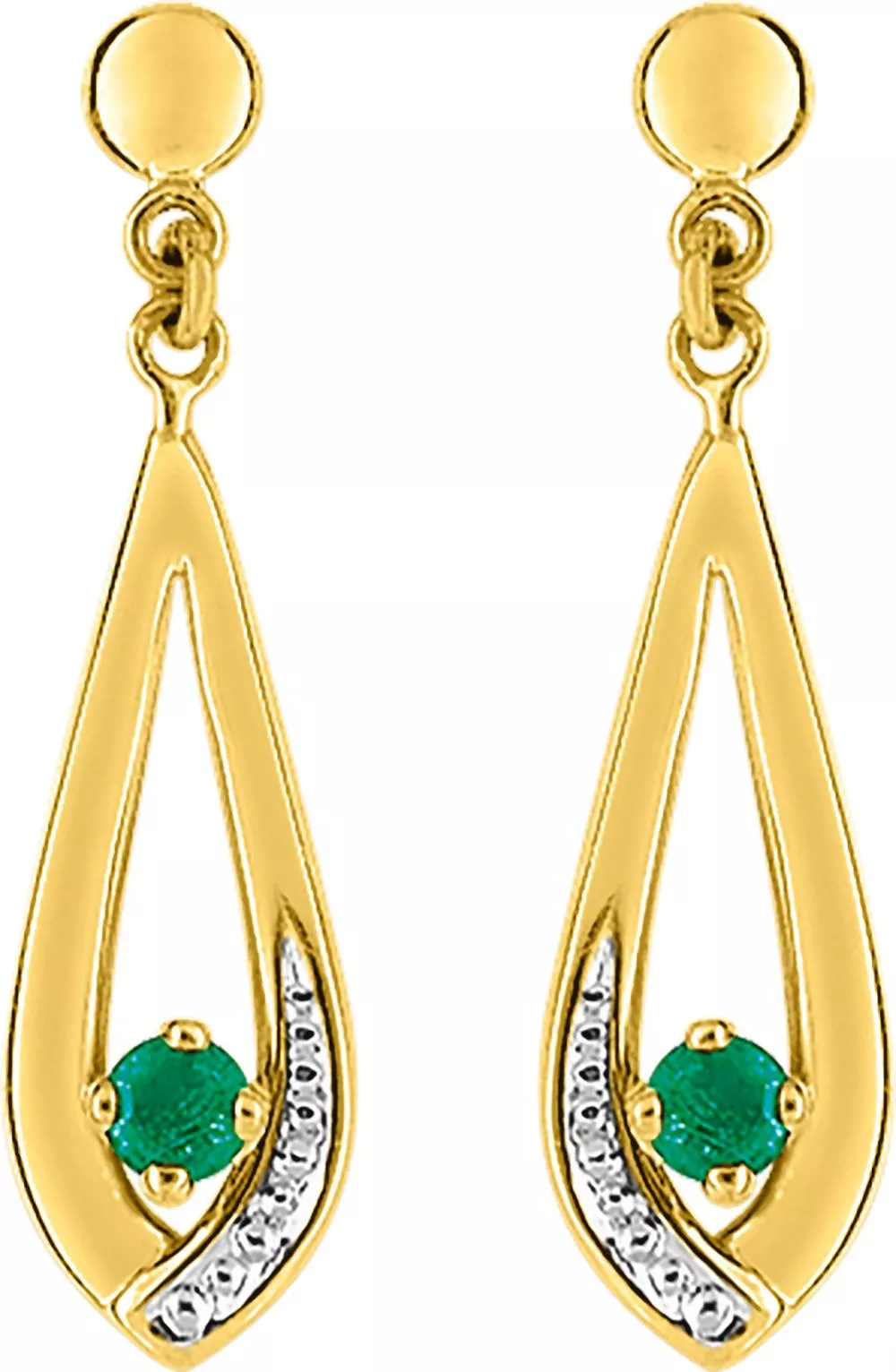 Boucles d'oreilles Pendantes Or Euphanie Emeraude - Boucles d'oreilles en Or 750 18k - Bijoux en Vogue