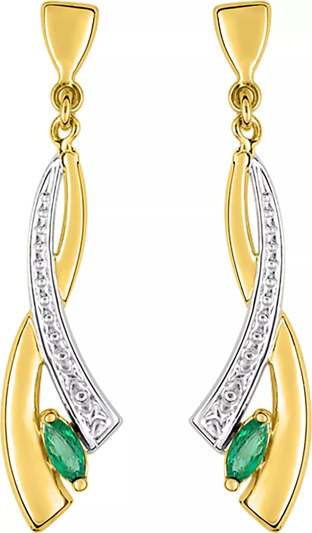 Boucles d'oreilles Pendantes Or Maartine Emeraude - Boucles d'oreilles en Or 750 18k - Bijoux en Vogue