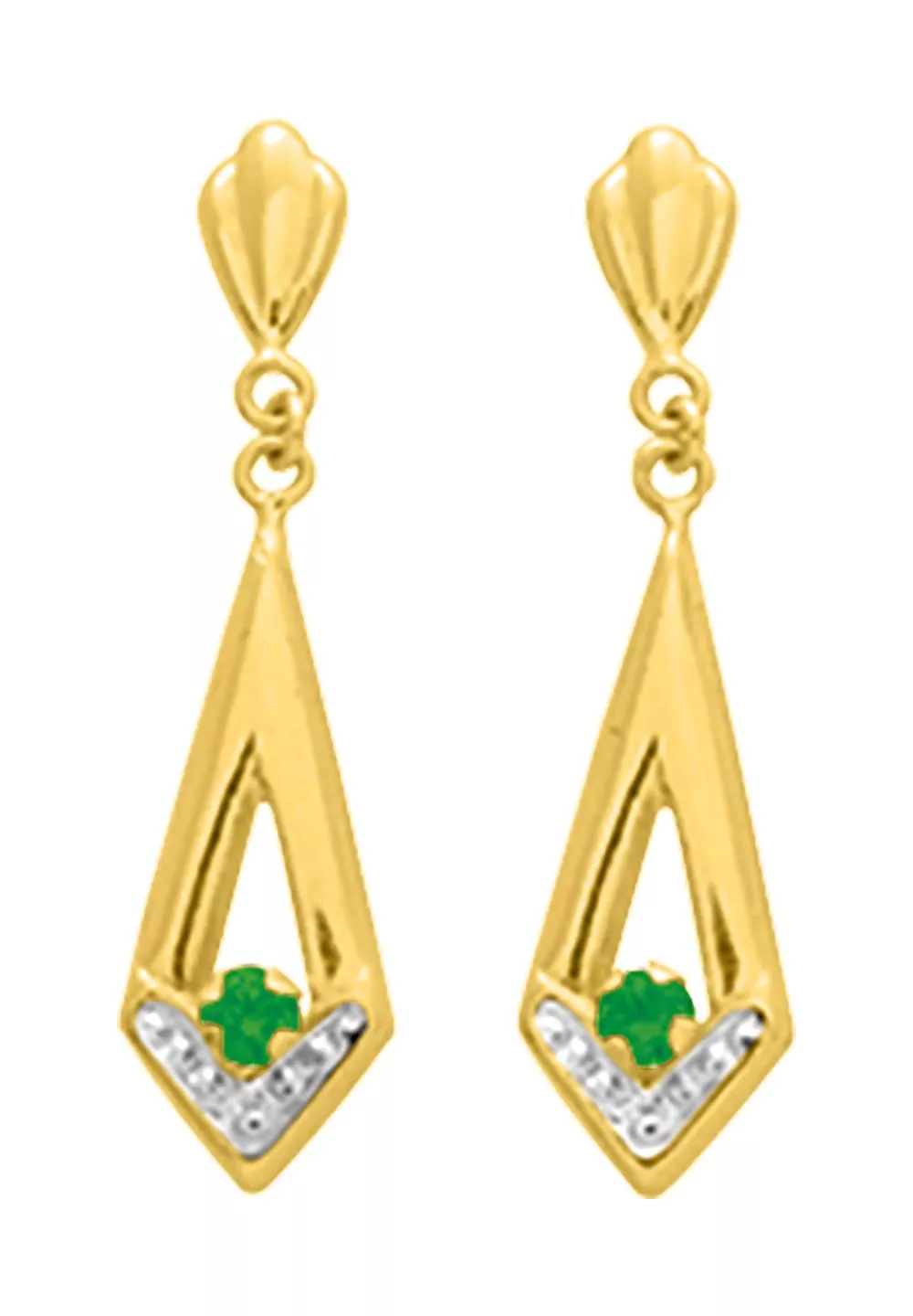 Boucles d'oreilles Pendantes Or Elisea Emeraude - Boucles d'oreilles en Or 750 18k - Bijoux en Vogue
