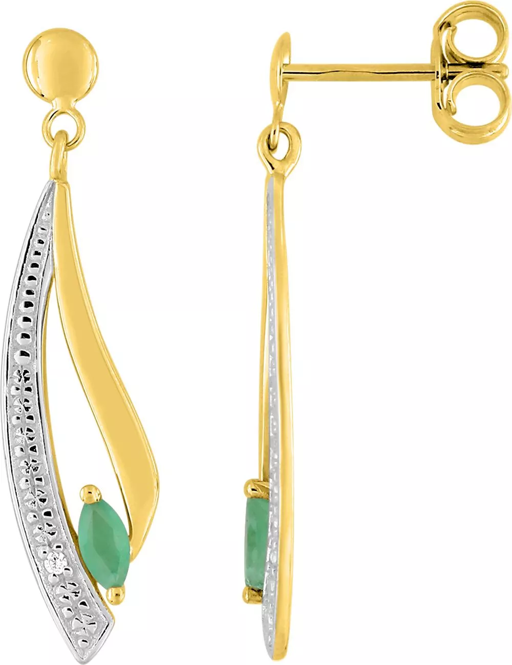 Boucles d'oreilles Pendantes Or Akia Emeraude - Boucles d'oreilles en Or 750 18k - Bijoux en Vogue