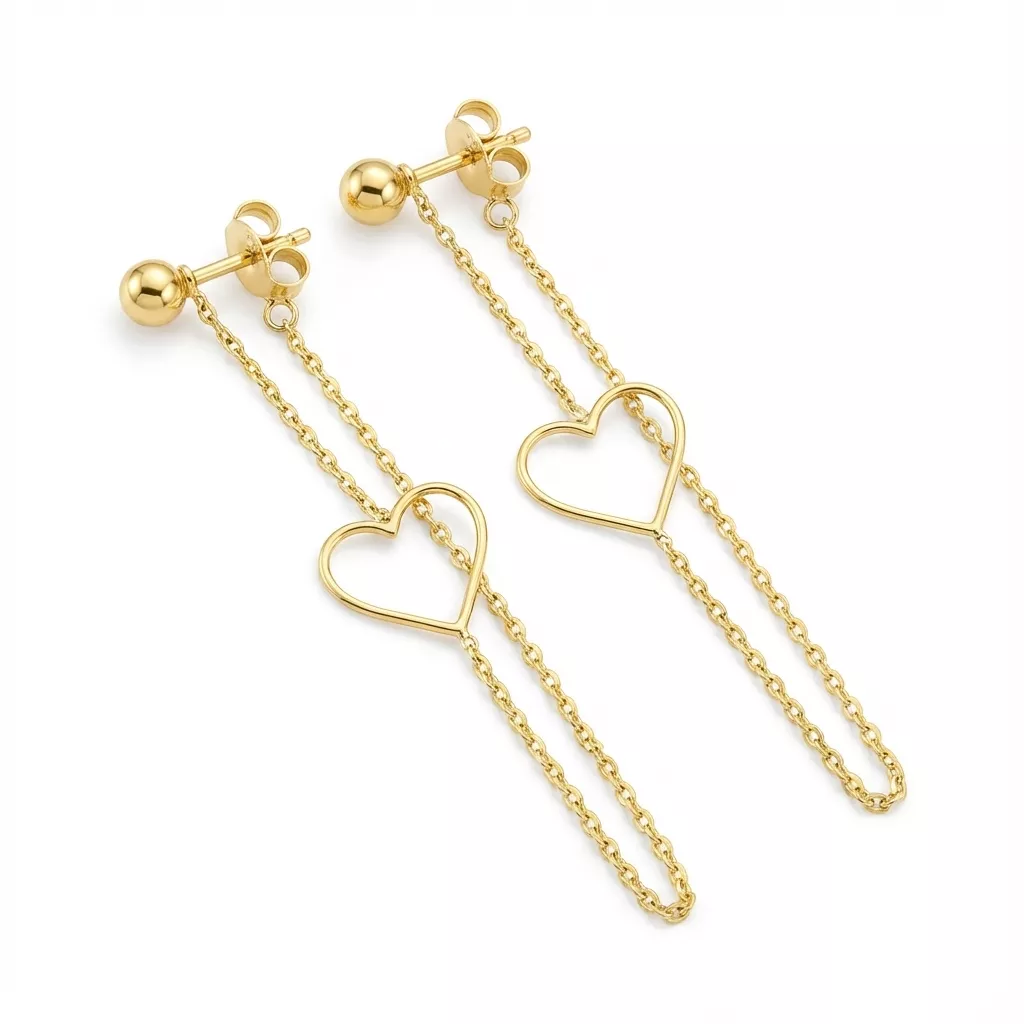 Boucles d'oreilles Pendantes Or Firida Coeur - Boucles d'oreilles en Or 750 18k - Bijoux en Vogue