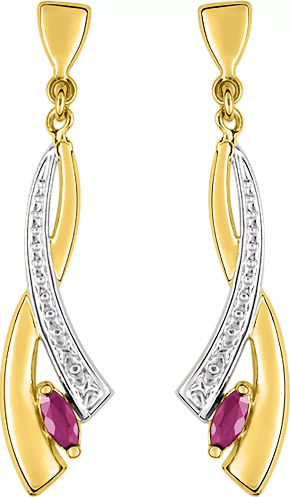 Boucles d'oreilles Pendantes Or Catheline Rubis - Boucles d'oreilles en Or 750 18k - Bijoux en Vogue