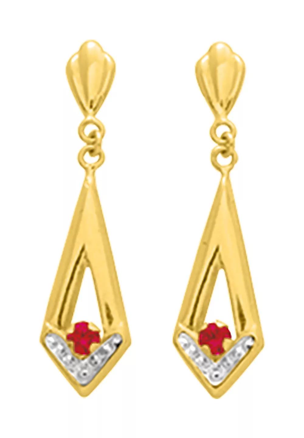 Boucles d'oreilles Pendantes Or Majeda Rubis - Boucles d'oreilles en Or 750 18k - Bijoux en Vogue