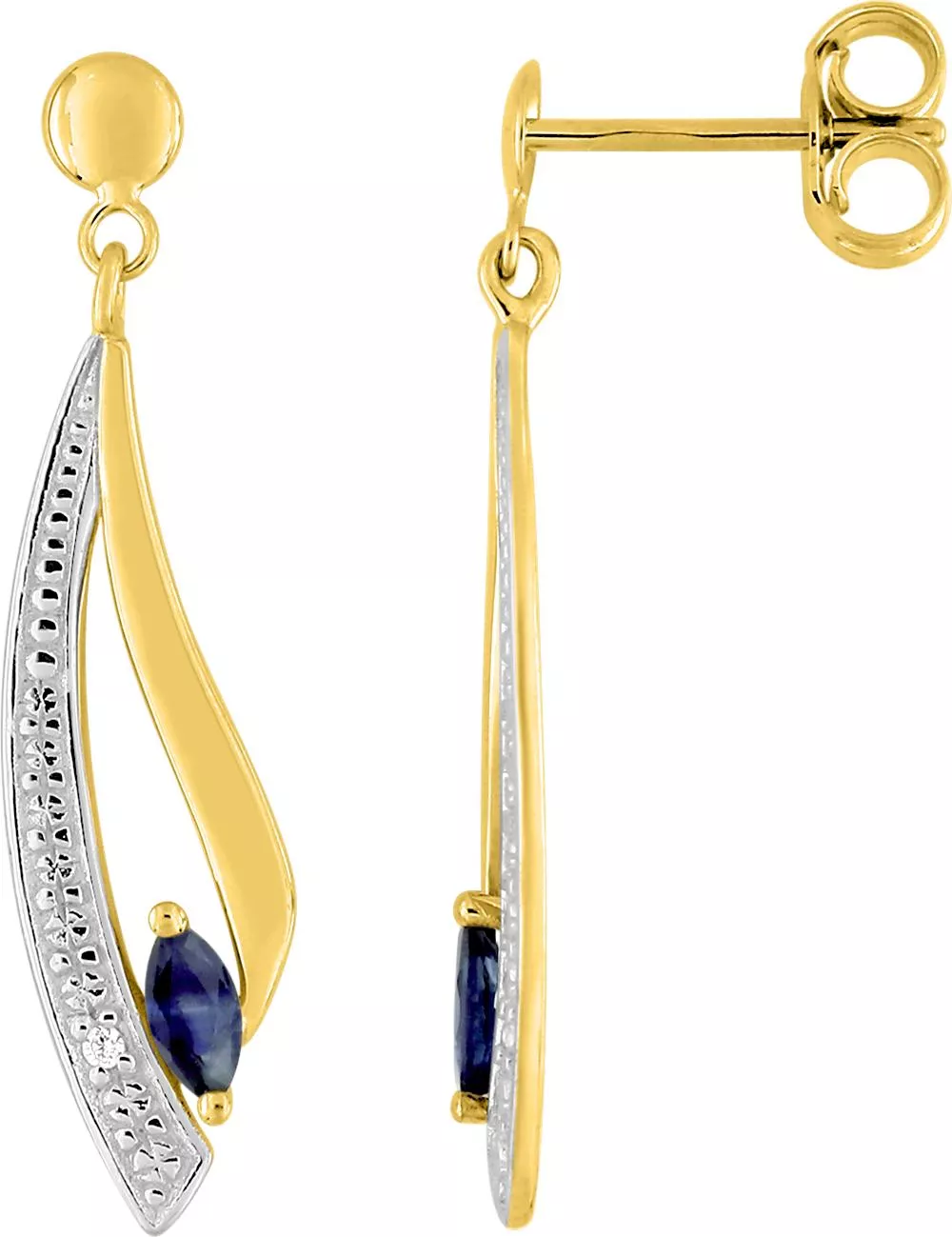 Boucles d'oreilles Pendantes Or Laiela Saphir - Boucles d'oreilles en Or 750 18k - Bijoux en Vogue