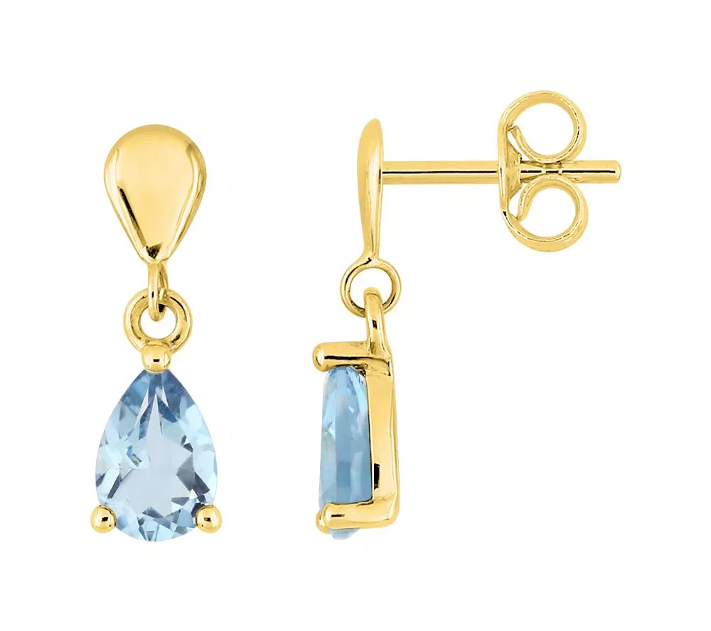 Boucles d'oreilles Pendantes Or Cyane bleu Topaze - Boucles d'oreilles en Or 750 18k - Bijoux en Vogue