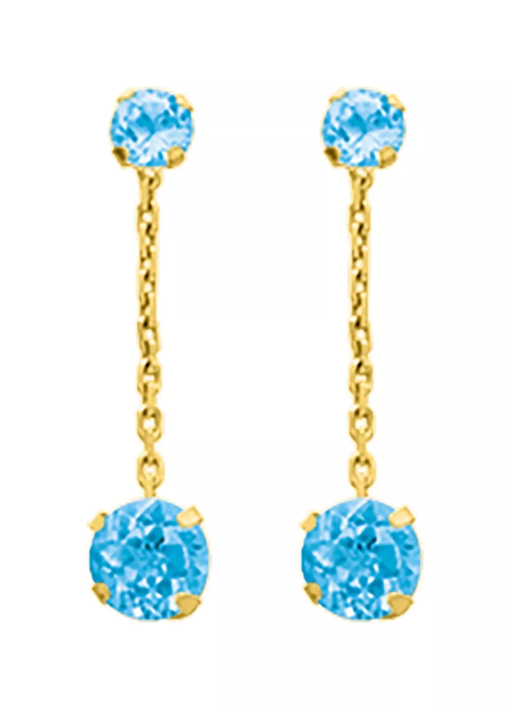 Boucles d'oreilles Pendantes Or Dikoumba bleu Topaze - Boucles d'oreilles en Or 750 18k - Bijoux en Vogue