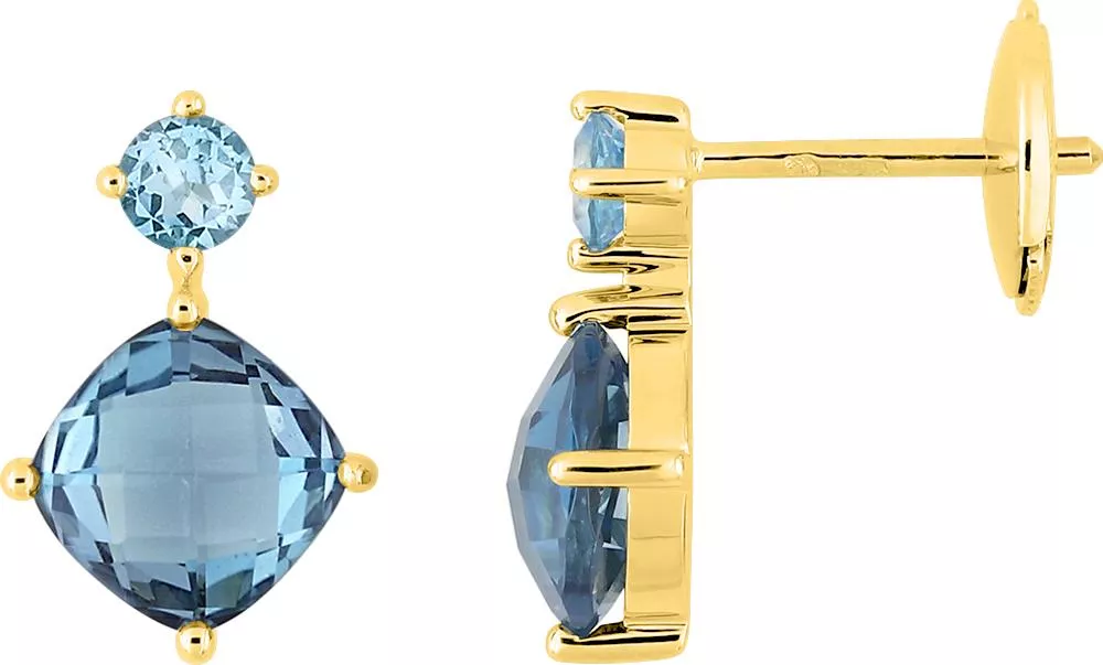 Boucles d'oreilles Pendantes Or Zephrine bleu Topaze - Boucles d'oreilles en Or 750 18k - Bijoux en Vogue