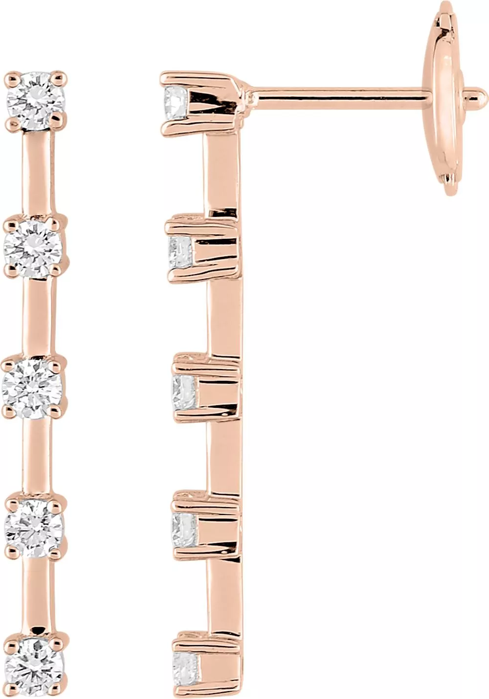 Boucles d'oreilles Pendantes Or Rose Shygirie Diamant - Boucles d'oreilles en Or 750 18k