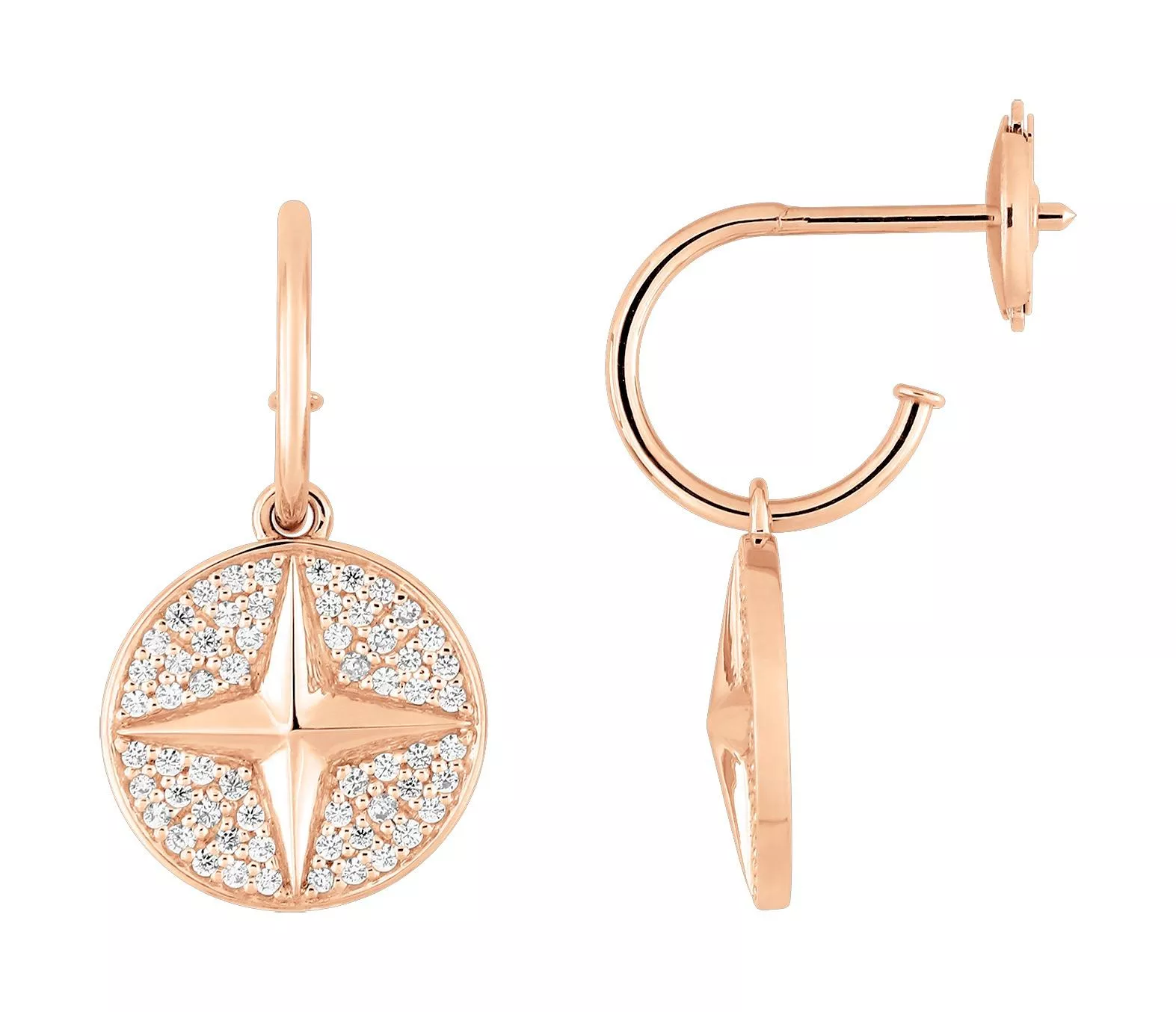 Boucles d'oreilles Pendantes Or Rose Fadillah Diamant - Boucles d'oreilles en Or 750 18k