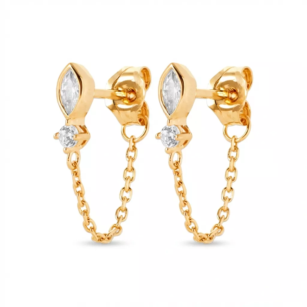 Boucles d'oreilles Pendantes Plaqué Or Monique Zirconium Joaillerie - Boucles d'oreilles en Plaqué or - Bijoux en Vogue