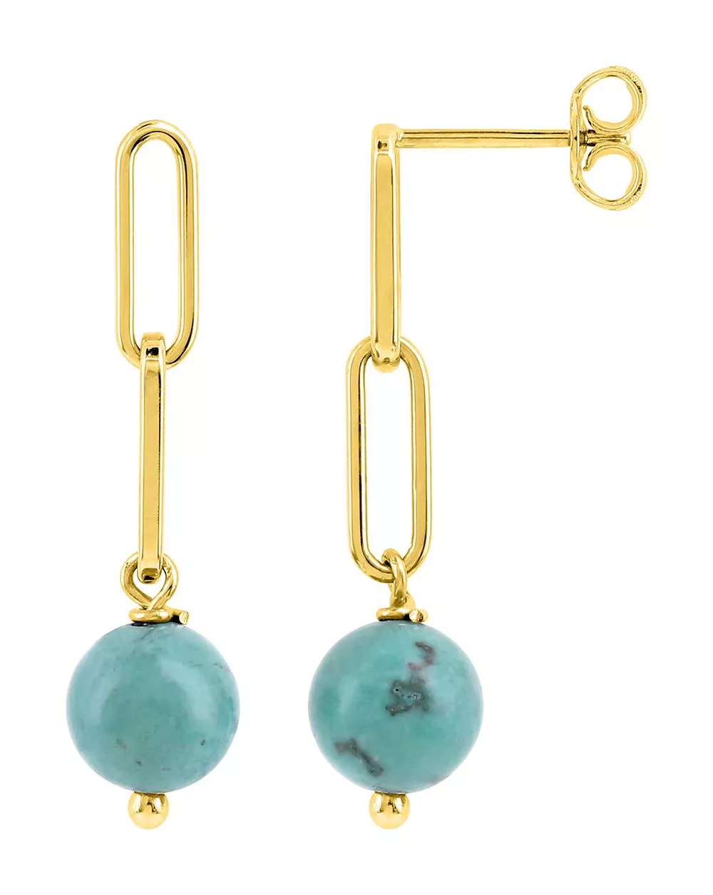 Boucles d'oreilles Pendantes Plaqué Or Neighilde Diamètre 8mm Turquoise - Boucles d'oreilles en Plaqué or - Bijoux en Vogue
