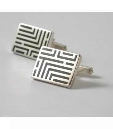 Bouton de manchette Graphique Louham "110-2" - Boutons de Manchettes en Argent - Bijoux en Vogue